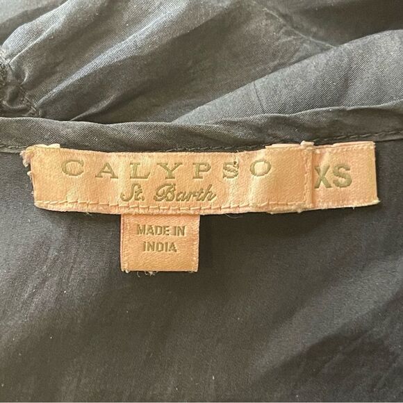 Calypso St. Barth Nettie Silk Lace Up Navy Dress - Picture 6 of 7